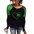 thumbnail image 4 of Gfyviroh Womens St. Patrick's Day T-shirts Sequin Patchwork Print Long Sleeve Tops Casual Crew Neck Pullover Tee Tops, 4 of 8