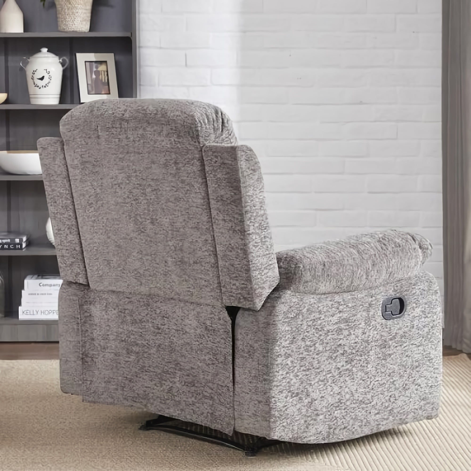 Fabric Recliner Chair Manual Recliner with Padded Armrests Foam Cushions Foot Rest 8291Y Grey Walmart