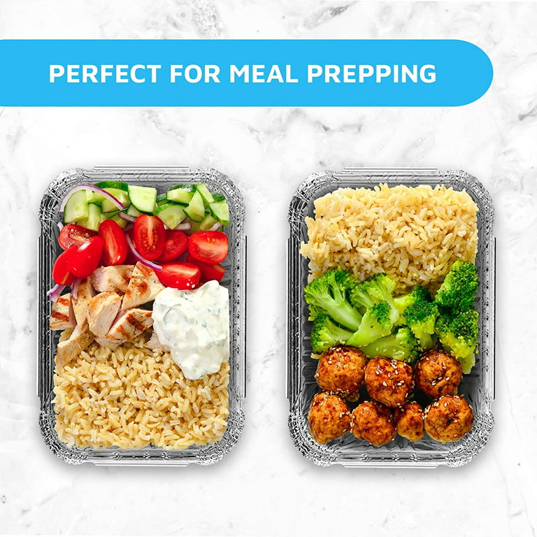 MontoPack Disposable Takeout Pans with Clear Lids | 1lb Capacity Aluminum  Foil Food Containers with Strong Seal for Freshness & Spill Resistance 
