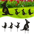 thumbnail image 1 of Estacas de Metal para jardín, decoración de jardín, familia de canguro, Animal, silueta negra, decoración de césped, estatua de adorno artística, 4 Uds., 1 of 5