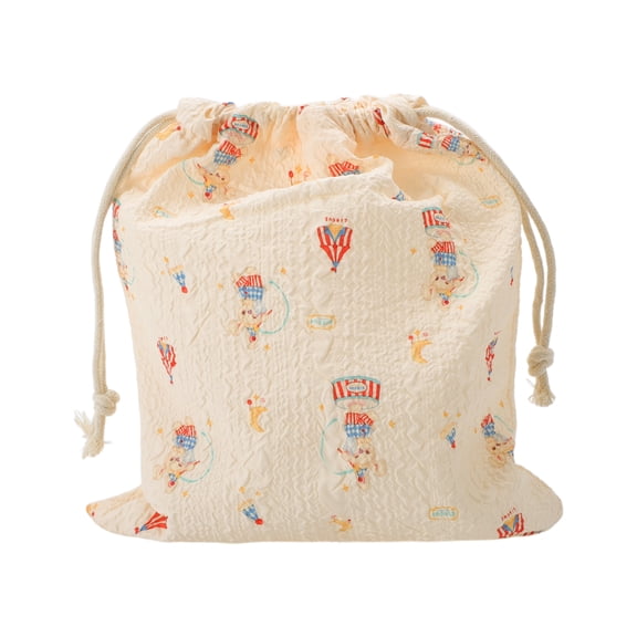 Unique Bargains 1 Pc Music Box Rabbit Drawstring Makeup Bag for Travel Beige 9.84 in