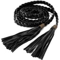 thumbnail image 4 of Kukuzhu Women Tassel Braided Waist Belt Skinny Woven Belt for Dress, 4 of 6