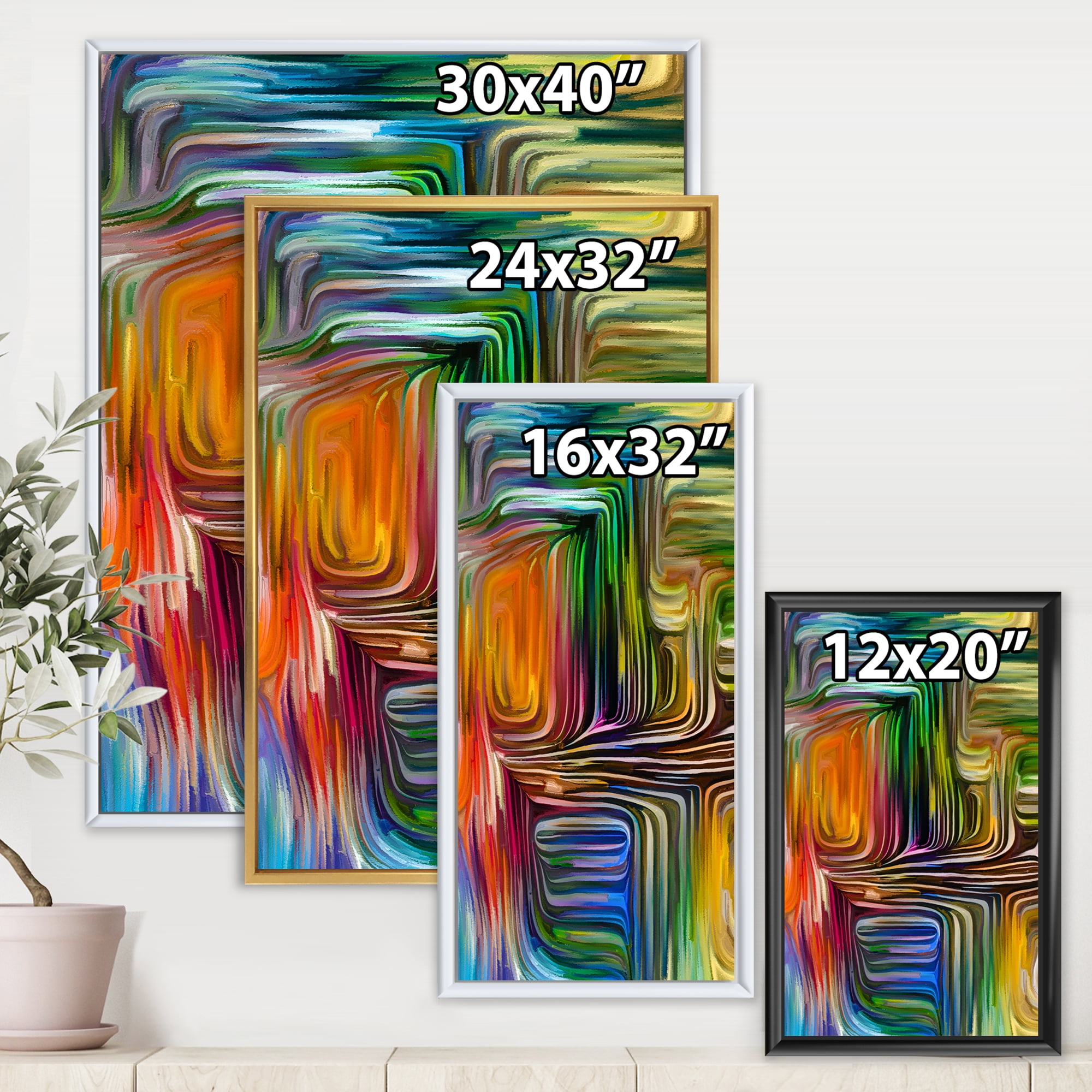 Designart 'Colour Spiral Fusion III' Modern Framed Canvas Wall Art Print