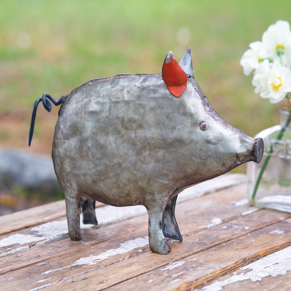 Galvanized Metal Pig 2 Pack