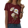 thumbnail image 4 of GEWSEY Women's Short Sleeve Crew Neck Sunflower Graphic Printed Summer Tee Vintage T Shirt Cotton Tops Novelty Cool Shirt (, M), 4 of 6