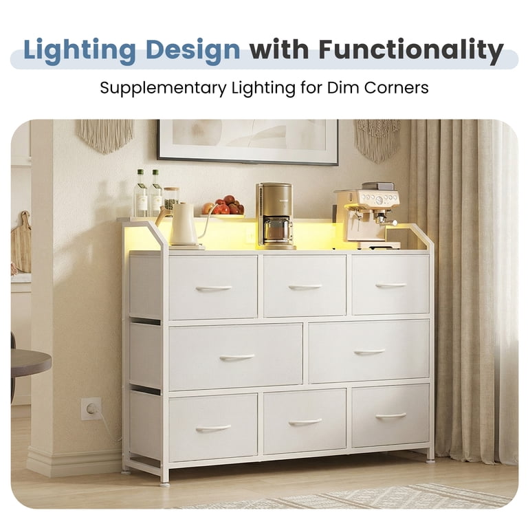 CONCETTA LED TV Stand Dresser, White, 8 Drawers photo 3