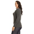 thumbnail image 2 of Lady's scoop Seamless Long Sleeve Top - Charcoal, Plus Size, 2 of 5