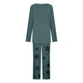 thumbnail image 6 of 2 Piece Sets for Plus Size Women Fall Two Piece Pants Outfits for Women Womenfashionable And Casual Loose Printed Round Neck Button Up Long Sleeved Pants Pajama Set, 6 of 7