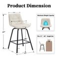 thumbnail image 3 of ClinQ 26 inch Swivel Counter Height Bar Stool Set of 2, Faux Leather Seat with Metal Legs and Back, White, 3 of 6
