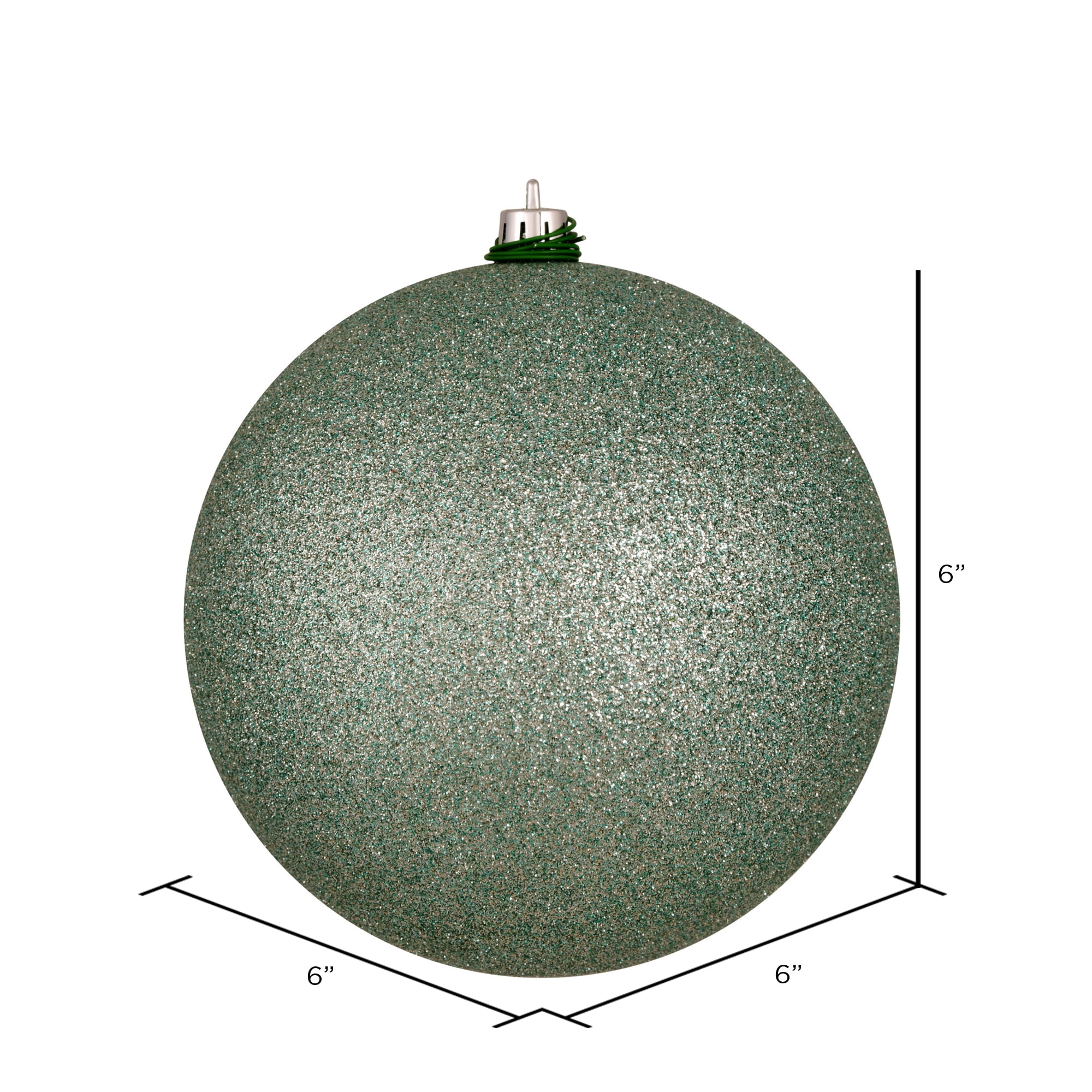 Vickerman 6" Frosty Mint Glitter Ball Ornament, 4 per Bag