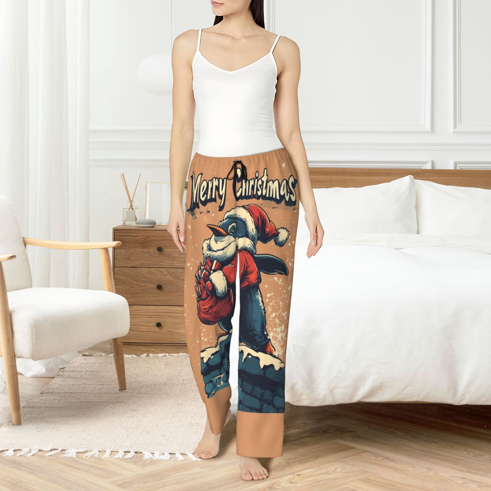 Christmas Retro Elf Pajama Pants Women - Soft Breathable Sleep & Lounge Pants for Women, Comfy Casual Pj Pants Bottoms with Pockets