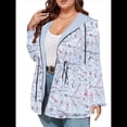 thumbnail image 1 of Chaqueta Ligera Reversible con Capucha y Cremallera de Larga para Mujer, Cortavientos Informal, Impermeable. Azul XXXL, 1 of 8