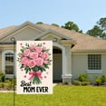 thumbnail image 2 of AMHNF Linen Garden Flag with Pink Roses and Best MOM EVER for Mother's Day Spring Summer Home Outdoor Garden Yard Door Decor 12x18 inch, 2 of 5