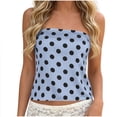 thumbnail image 2 of Yrmaups Strapless Polka Dot Tank Top for Women, Casual Boho Slim Crop Top, Stretchy Basic Tee for Party Vacation Beach Daily Wear, Light Blue S, 2 of 6