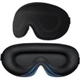 thumbnail image 1 of Máscara para dormir de tela suave y transpirable, espuma viscoelástica con diseño de orificio de aire para hombres y mujeres, correa de hebilla ajustable que bloquea completamente la luz (negro), 1 of 7