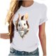 thumbnail image 3 of Tops de Cuello Alto para las Mujeres Amante Impreso Camiseta Cuello Redondo Manga Corta, Poliéster Spandex, 3 of 7