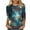 C-Dark Green, variant on Womens 3/4 Sleeve T Shirt with Celestial Starry Sky Print Fashion Blouse Crew Neck Top for Daily Wear G-Blue L