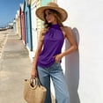 thumbnail image 6 of Gamivast Halter Neck Tank Tops for Women Sleeveless Mock Turtleneck Blouses Casual Summer Pleated Tunic Shirts Elegant Dressy Work Office Wear Purple XXL, 6 of 8
