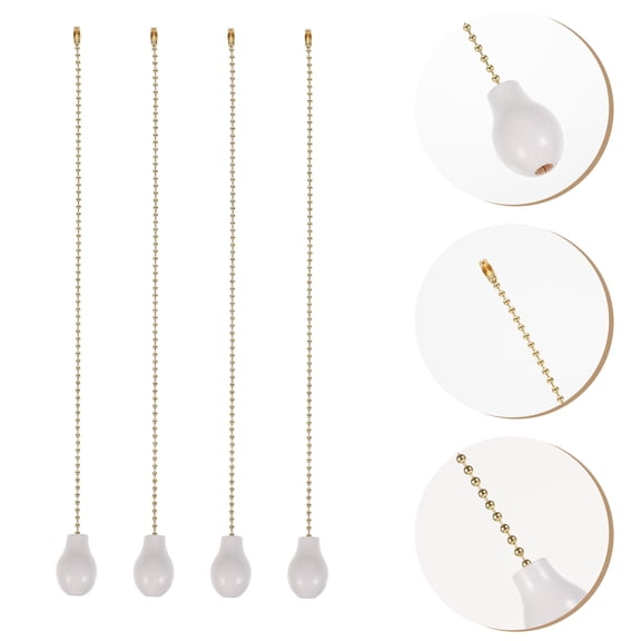ROMANSENTIAL 4Pcs White Gourd Shape Wooden Metal Light Fixture Chains for Ceiling Inch