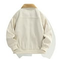 thumbnail image 5 of Corduroy Lined Jacket Winter Warm Fleece Collar Casual Outerwear Coats For Daily Street Style Comfort-White-L, 5 of 6