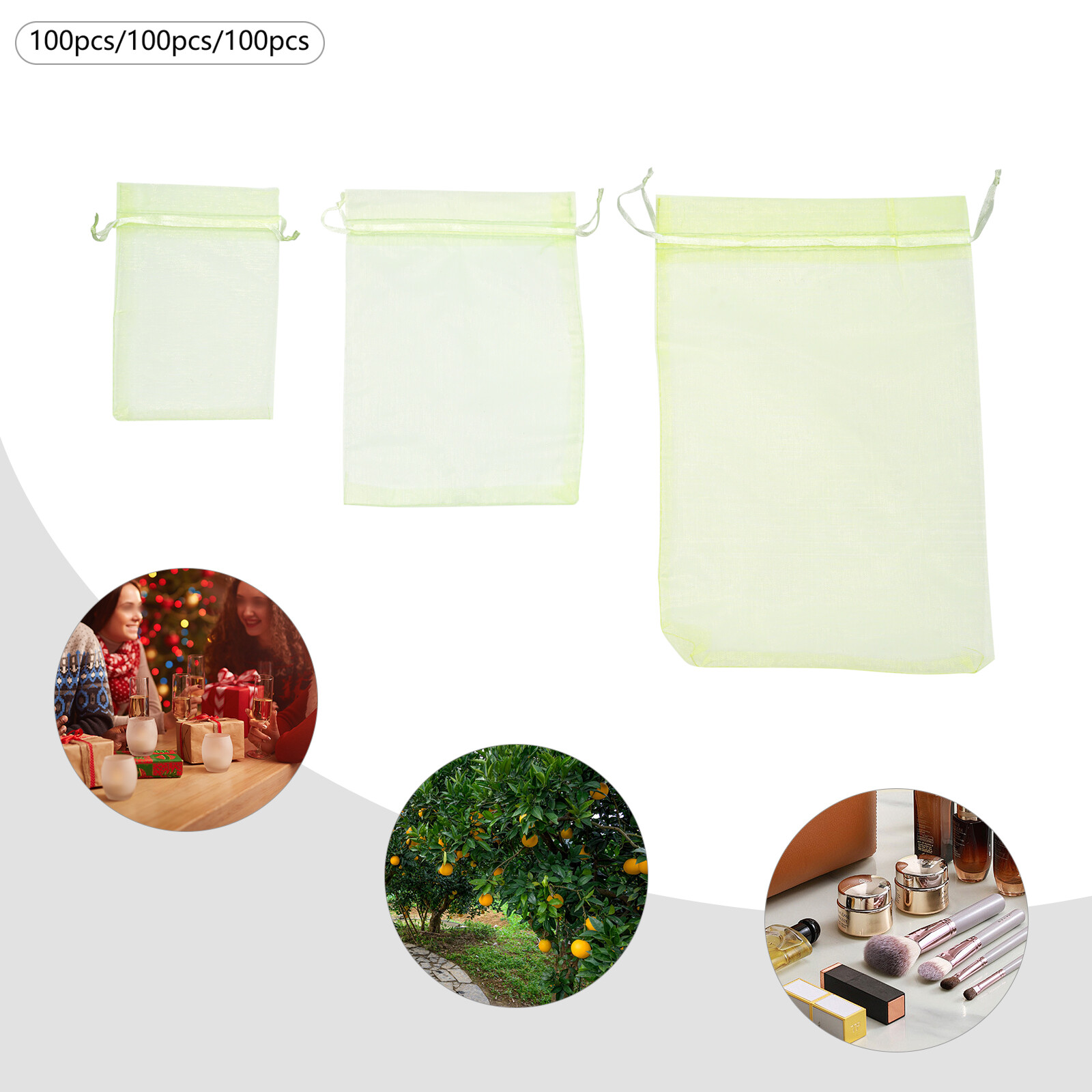 ToppiJoy 300Pcs Nylon Fruit Protection Bags, Garden Netting Bags with Drawstring, Fruit Tree Netting Fruit Tree Bags, Netting Barrier Bags for Protecting Fruits and Vegetables(Green)