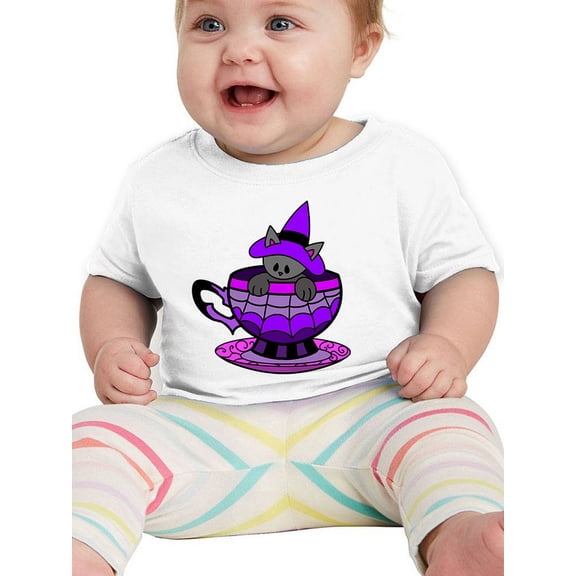 Witch Cat In A Cup T-Shirt Infant -Rose Khan Designs, 12 Months