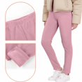 thumbnail image 3 of Teylalorva Leggings for Girls Tight Fleece Lined Yoga Pants Thermal Warm Elastic Waist Comfy Casual Long Trousers（3-13） Pink Size 9, 3 of 9
