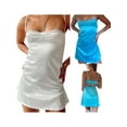 thumbnail image 6 of KelaJuan Women's Short Mini Dress, Summer Sleeveless Spaghetti Strap Lace Trim Satin Dress, 6 of 6