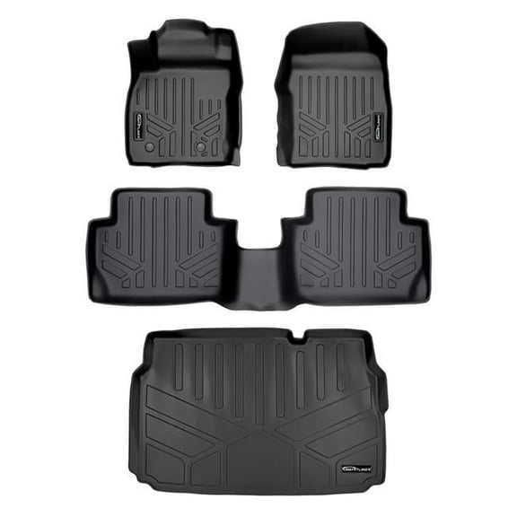 SA0360-B0360-D0360 Custom Fit 2 Rows & Cargo Floor Mats Liner Set for 2018-2021 Ford Ecosport, Black