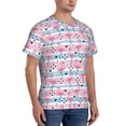 thumbnail image 2 of Bixox Men's Striped Flamingo Printed Short Sleeve Skinny Athletic T-Shirt, 2 of 6