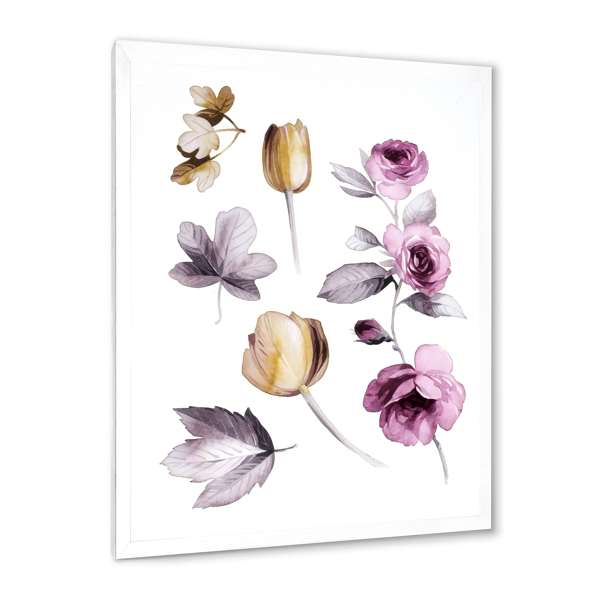 Designart 'Orange and Pink Wildflowers' Traditional Framed Art Print