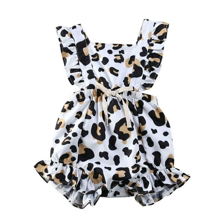 

Livingsenburg Infant Baby Girls Summer Sleeveless Leopard Romper Bodysuit