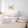thumbnail image 4 of Erosebridal Princess Bowknot Bedding Sets Full Size, Stripes Comforter Sets with Sheets, Polka Dots Reversible Bed Set, Breathable Room Decoration, 7 Pieces, 4 of 6