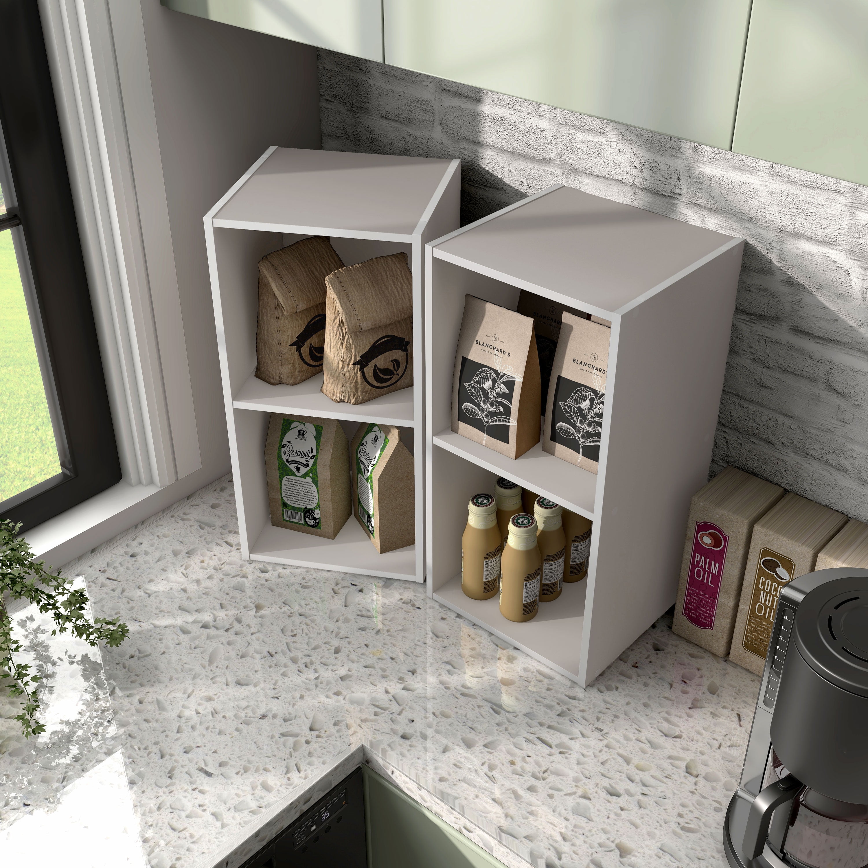 Join Stackable 2-Cube Wood Taupe Grey Bookcase
