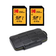 Kodak 256GB Class 10 UHS-1 U3 V30 Memory Card (2 pack) Bundle with Memory Case