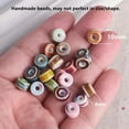 thumbnail image 4 of U8MO 10pcs 10mm Flat Cylinder Rondelle Shape Flambed Enamal Ceramic Porcelain Beads-14# Beige, 4 of 9