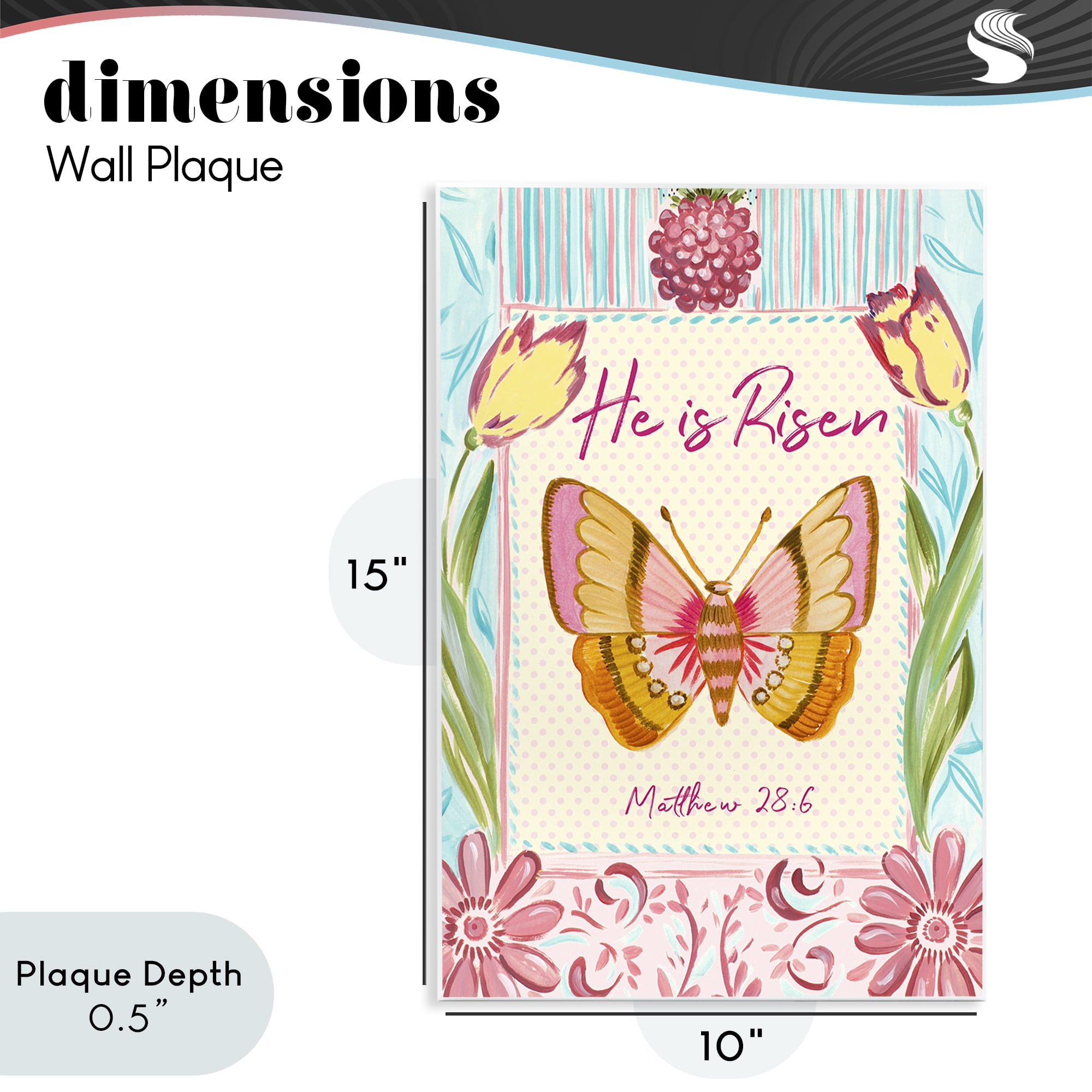 Stupell Industries He Is Risen with Butterfly Wall Plaque Art, design by Ani Del Sol