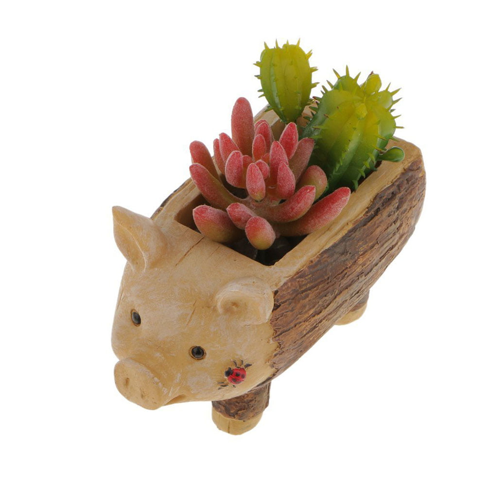 Mini Ladybug Piggy Stump Flower Succulent Pot Planter Bonsai Box Plant Bed 