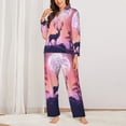thumbnail image 2 of Pajama Sets for Women 2 Pcs, Red Tree Moon Elk Button Down Long Sleeve Sleepwear Lounge PJ Sets, 2 of 6