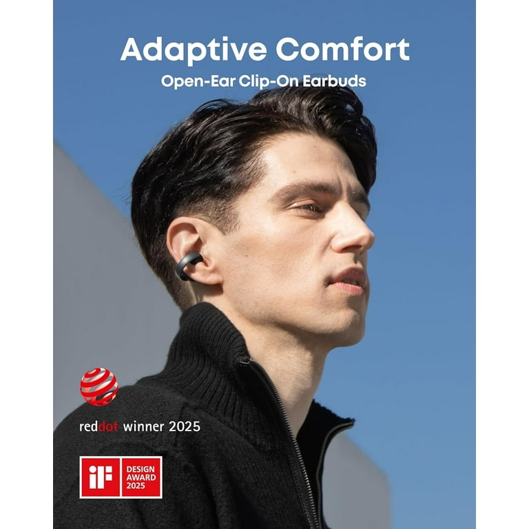 Soundcore AeroClip Open-Ear Earbuds Midnight Black High-Res