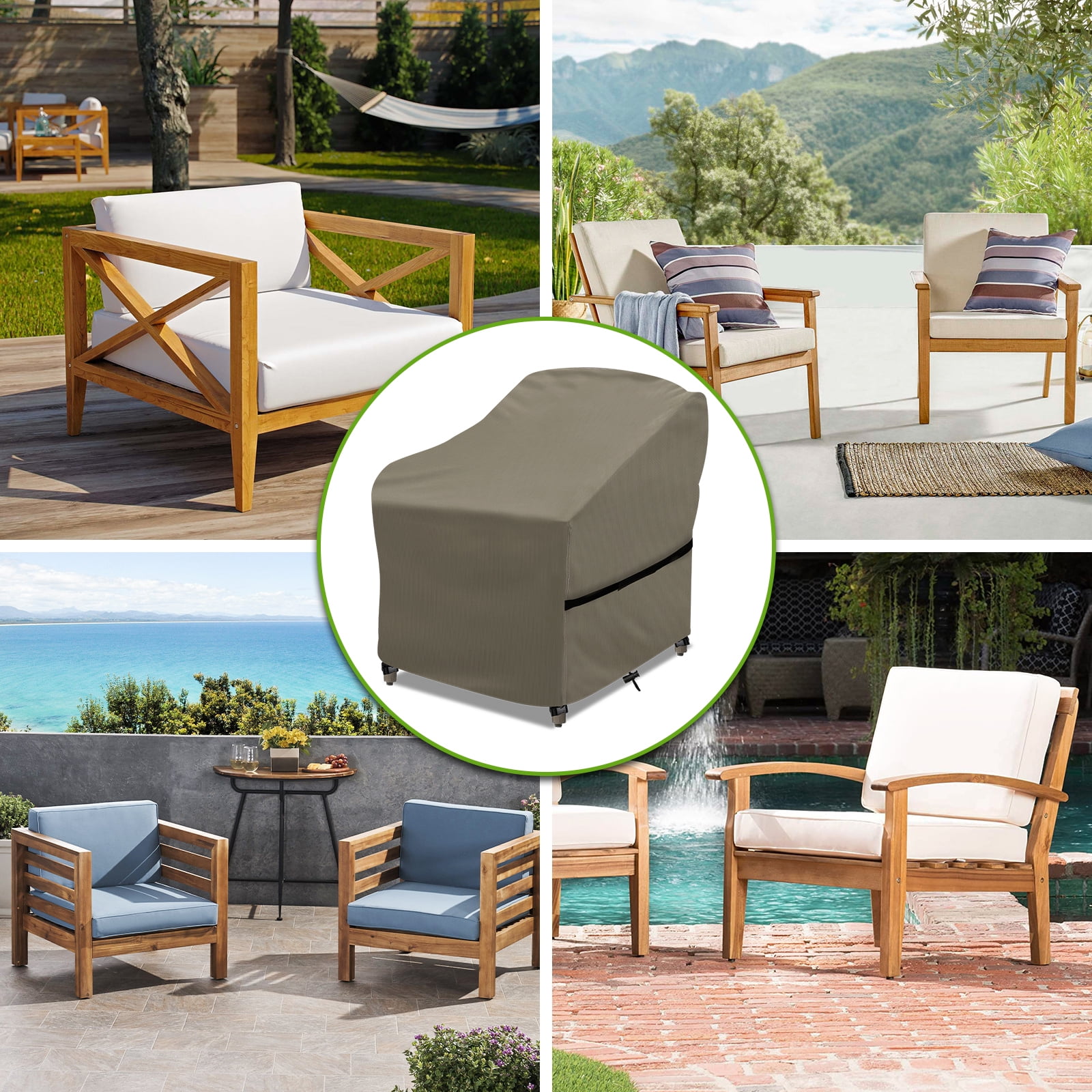 GARPROVM Weatherproof Patio Chair Covers 2 Pack 600D Heavy Duty Waterproof Outdoor Lounge Deep Seat Covers Brown Walmart