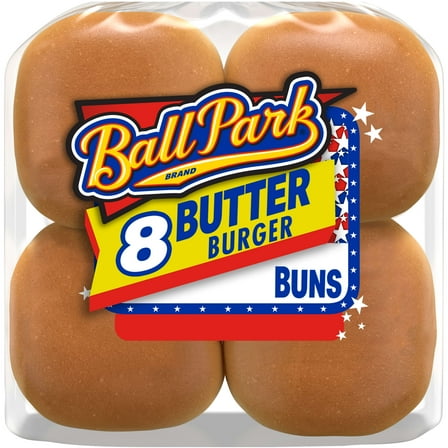 Ball Park Butter Hamburger Buns, 8 Count, Hamburger Buns, 16 oz Bag