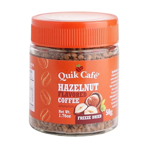 QuikCafé Hazelnut Coffee – Instant Herbal Blend with Natural Ingredients, Caffeine-Light, Preservative-Free – Just Add Hot Water