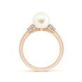 thumbnail image 2 of ANGARA Freshwater Cultured Pearl & Pave-Set Diamond Ring in 14K Rose Gold for Women | June Birthstone, Birthday, Anniversary, Jewelry Gift for Women | Pearl Ring, 2 of 8