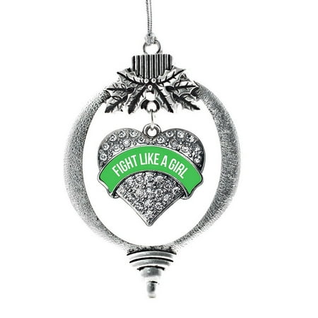 Girls Emerald Green - Emerald Green Fight Like a Girl Pave Heart Holiday Ornament