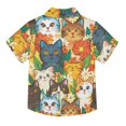 thumbnail image 2 of Dailycode Small Short Sleeve Button Down Shirts Cute Cats and Flowers Casual Shirt 3-10 Years, 2 of 9