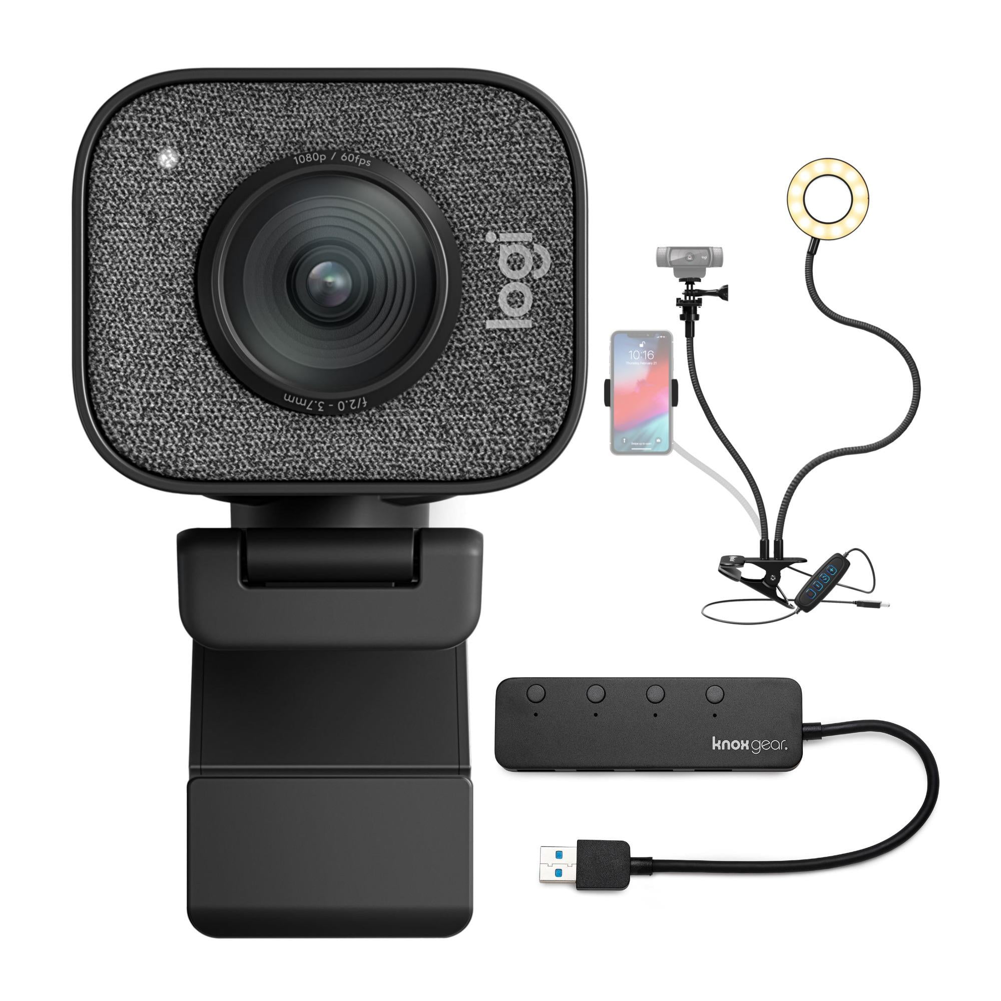 bescherming veteraan schetsen Logitech StreamCam Plus Webcam with Tripod, USB Hub, and Ring Light -  Walmart.com
