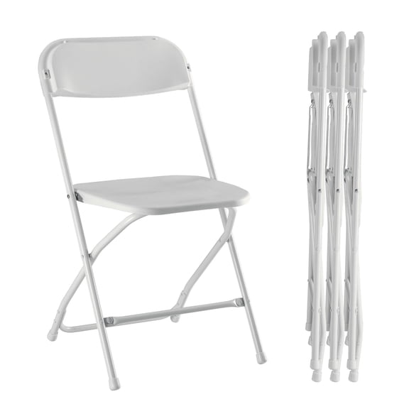 edx 4-Pack Folding Chair, Indoor Portable, Stackable for Events, Offices, Weddings and Restaurants, White