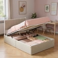 thumbnail image 3 of LEDREM Queen Size Hydraulic Lift-Up Storage Bed Frame with Upholstered Headboard, 12.5-Inch Underbed Space & Easy Assembly, Cappuccino Beige, 3 of 6