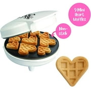 Mini Hearts Waffle Maker- Make 9 Heart Shaped Waffles, Pancakes for Breakfast Love w Electric Nonstick Iron- Unique Treat for Kids Adults- Waffler Griddle w Recipe Guide- Gift